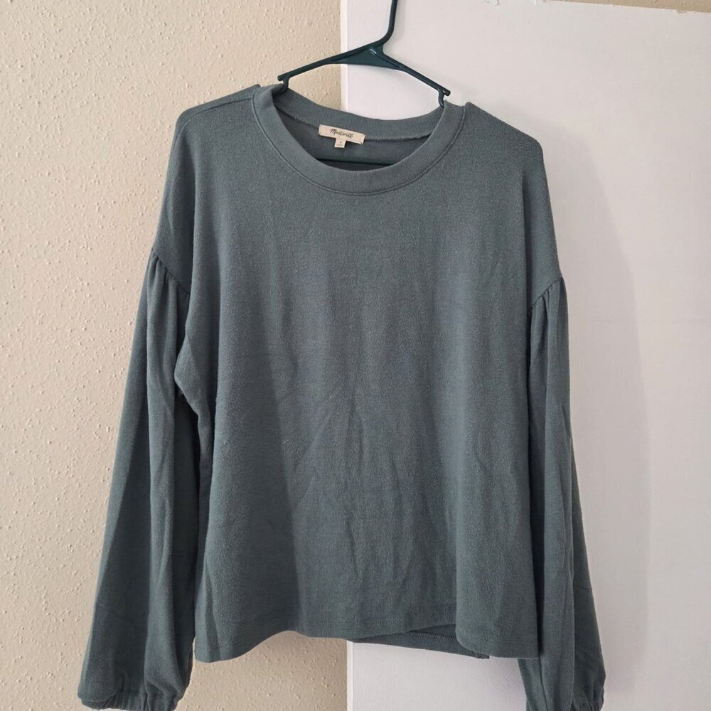 Madewell Shirt Long-Sleeve Size M Simply Dark Sage Green Top Dreamiest Knit